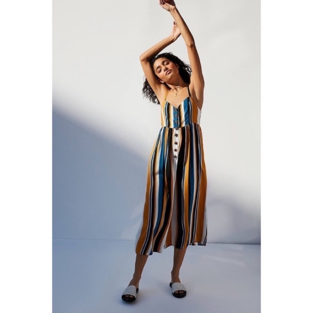 Urban Outfitters Tootsie Vertical Stripe Multi Button-Through Jumpsuit EUC Sz XS - Picture 6 of 8
